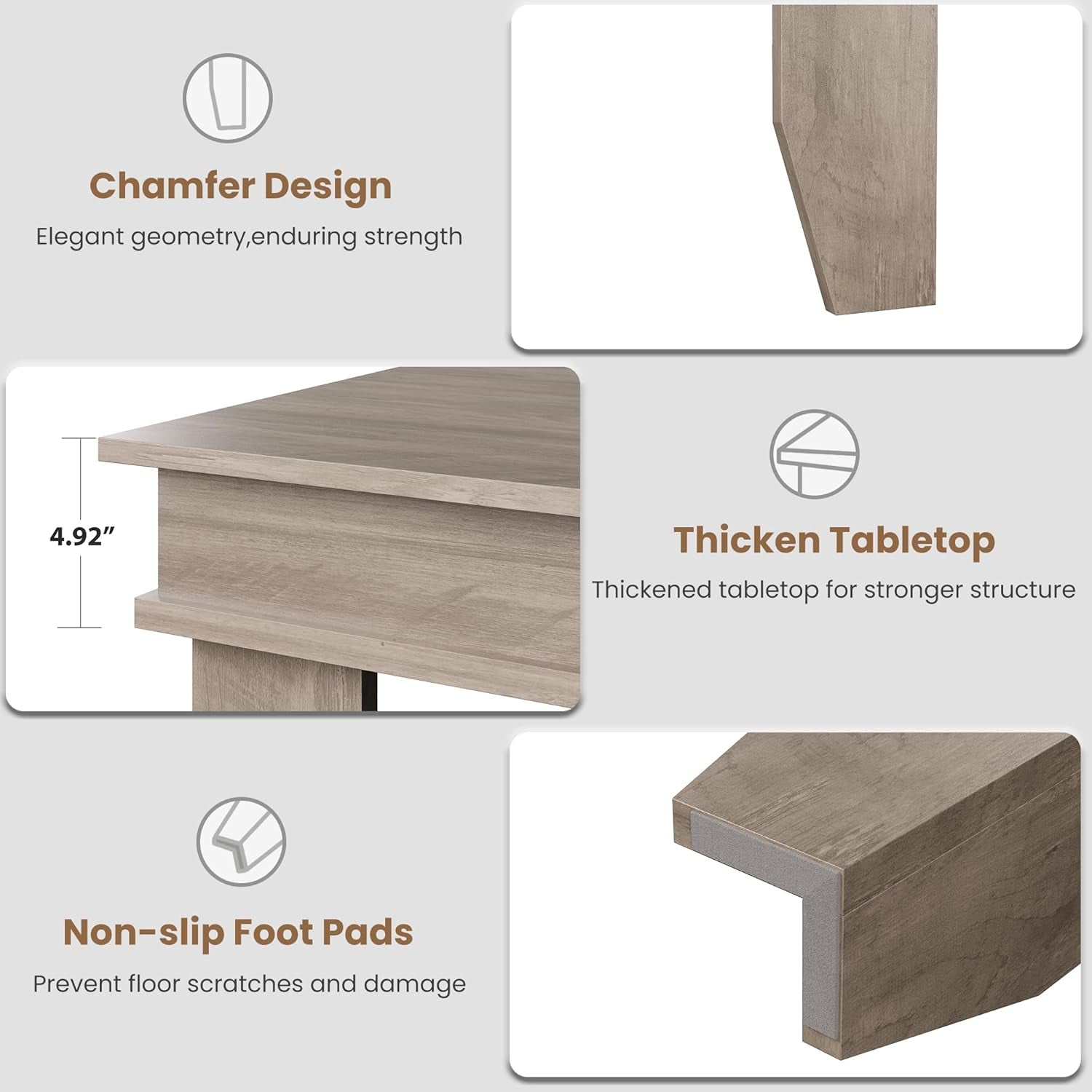 Gray Farmhouse Dining Table 71 Inch For Kitchen Dining Room
