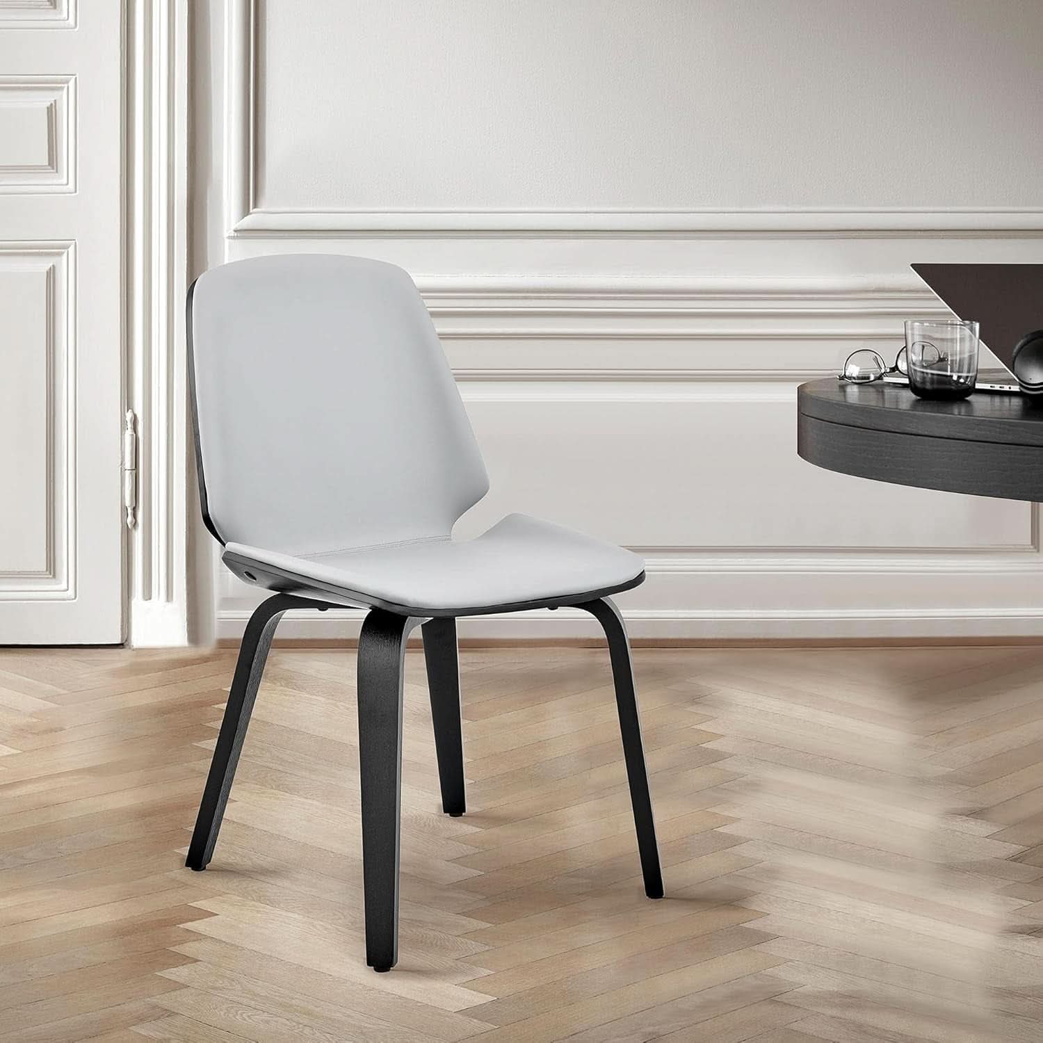 Gray Faux Leather Accent Dining Chair For Kitchen Table