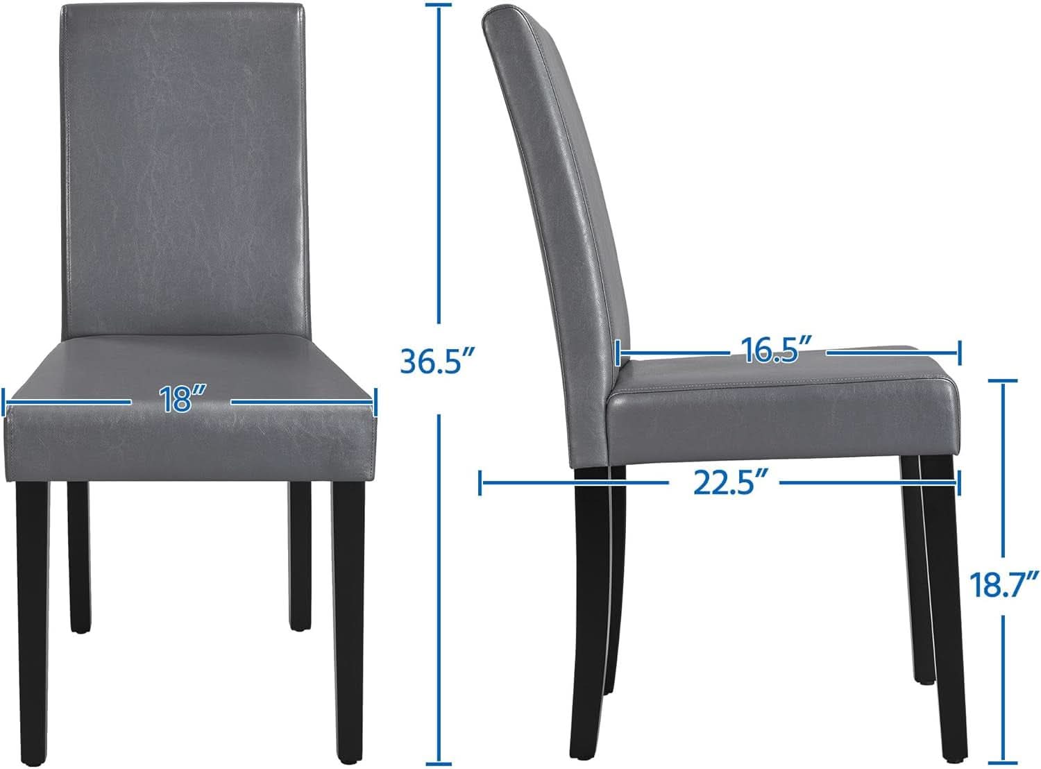 Gray Faux Leather Dining Chairs Set Of 4 With Waterproof Surface