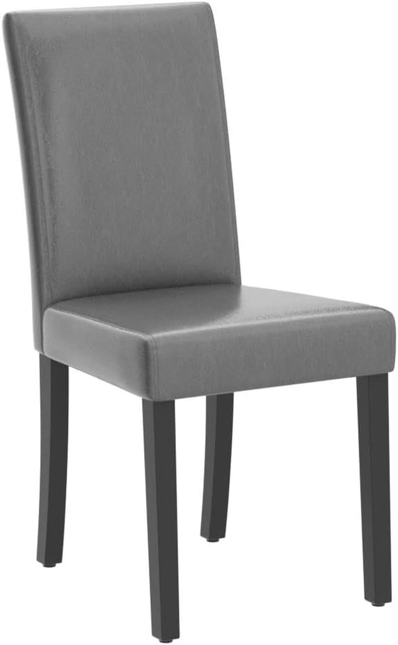 Gray Faux Leather Dining Chairs Set Of 4 With Waterproof Surface