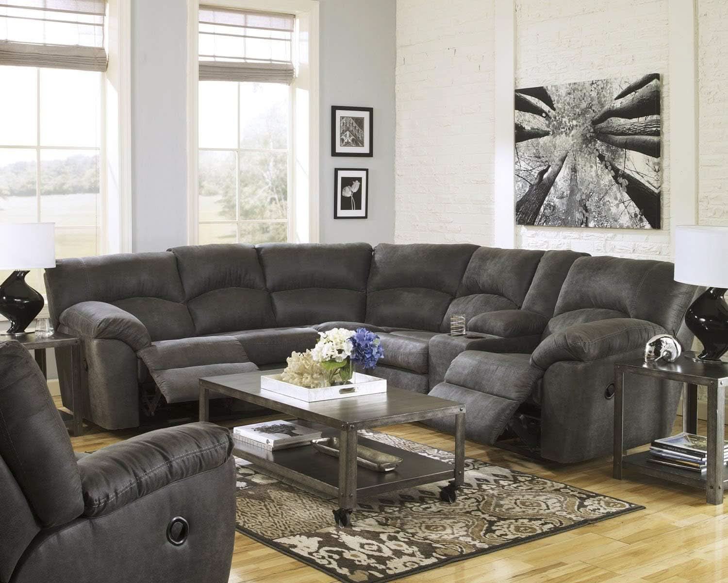 Gray Faux Leather Manual Rocker Recliner Chair Standard
