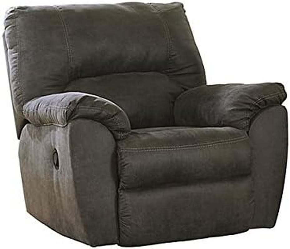 Gray Faux Leather Manual Rocker Recliner Chair Standard