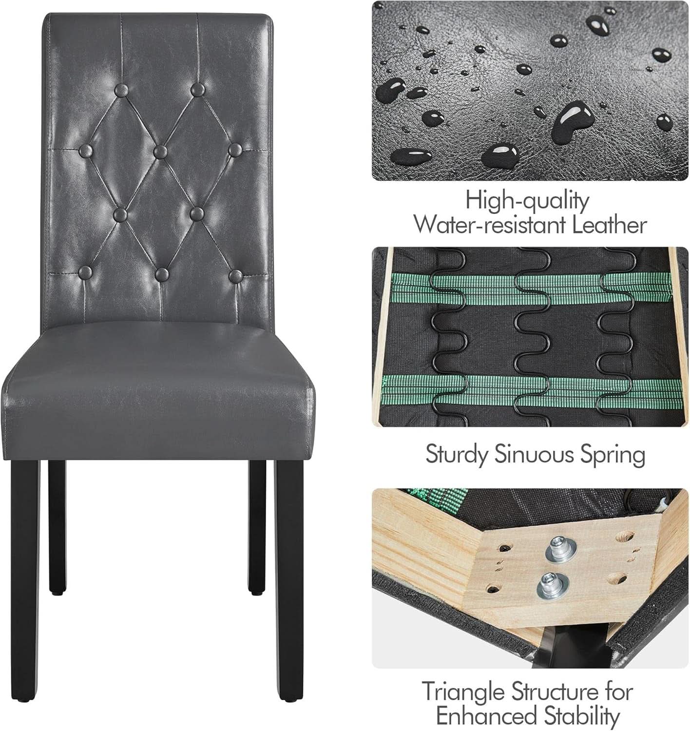 Gray Faux Leather Parsons Dining Chairs Set Of 2 High Back