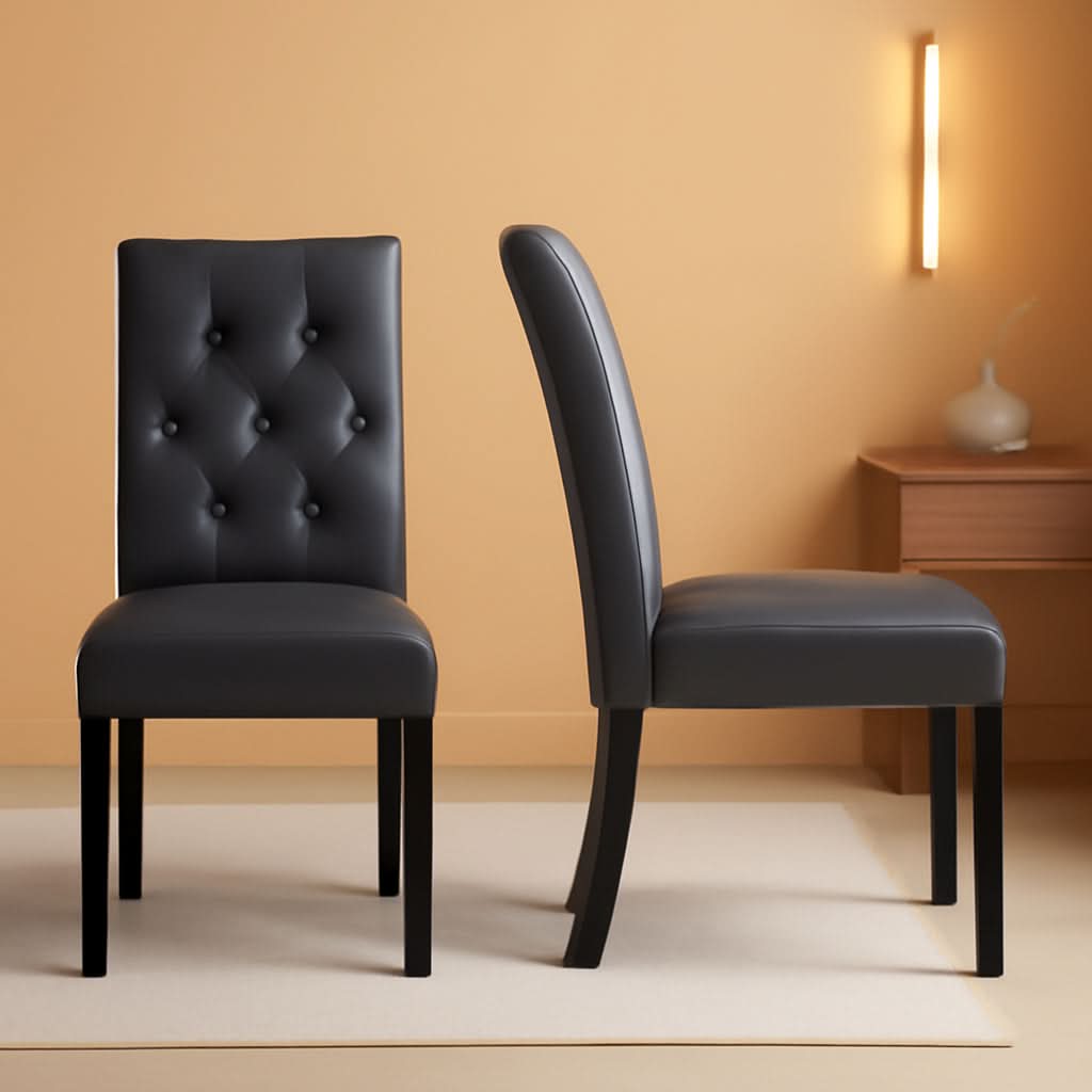 Gray Faux Leather Parsons Dining Chairs Set Of 2 High Back
