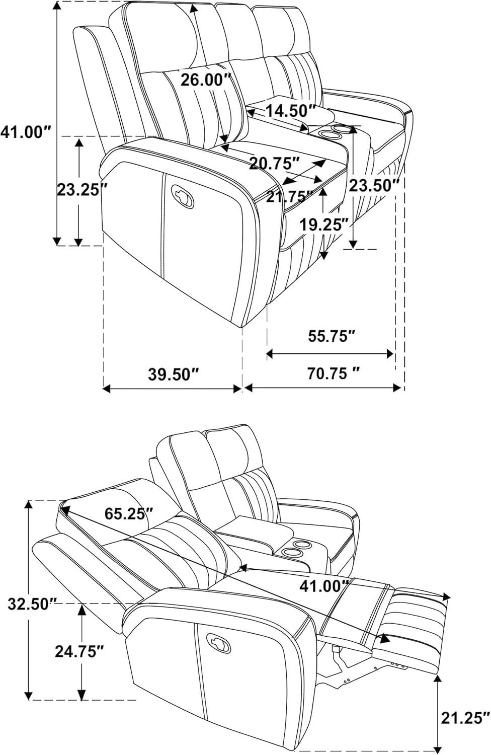 Gray Faux Leather Reclining Loveseat With Manual Recline