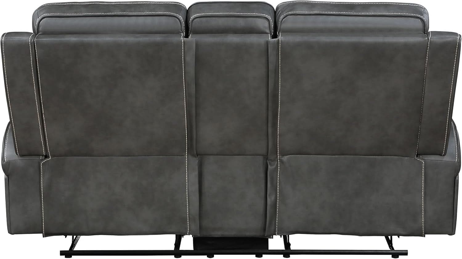Gray Faux Leather Reclining Loveseat With Manual Recline
