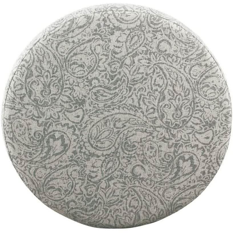 Gray Floral Storage Ottoman Large Round For Living Room