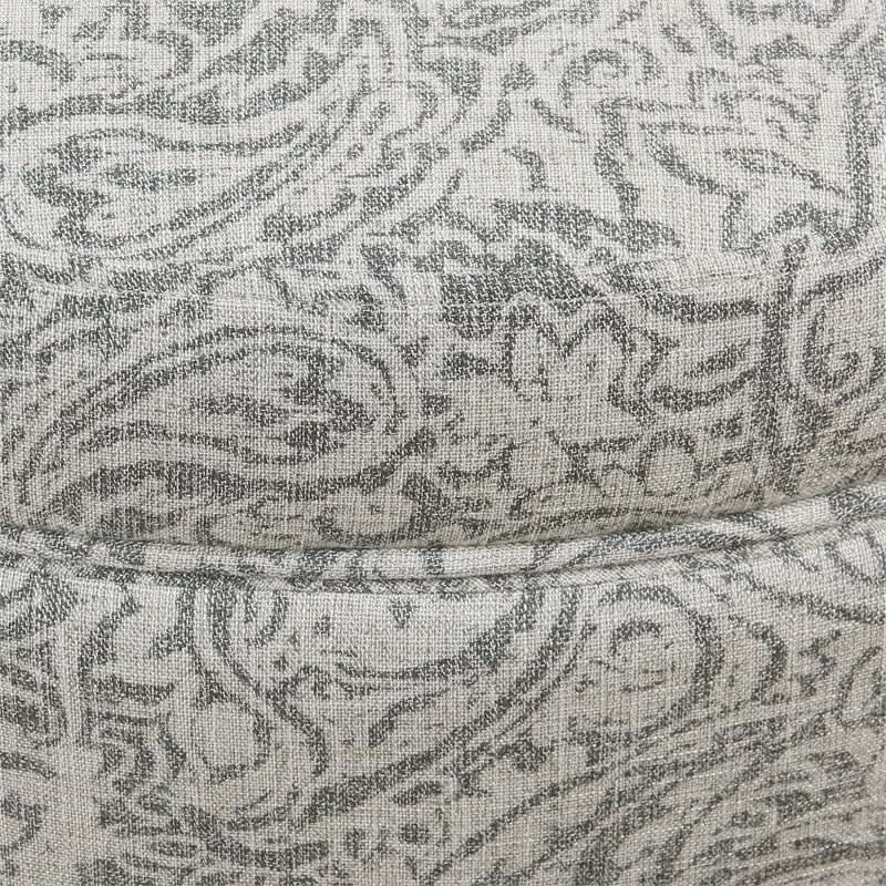 Gray Floral Storage Ottoman Large Round For Living Room