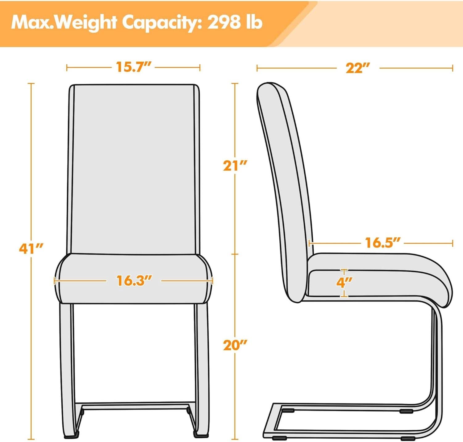 Gray High Back Leather Dining Chairs Set Of 2 For Kitchen