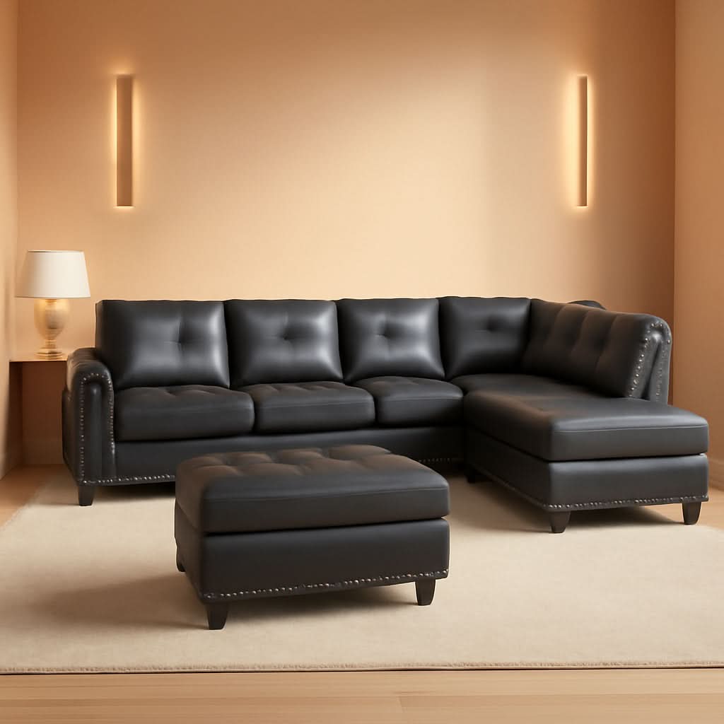 Gray L Shaped Sectional Sofa With Cup Holders And Chaise