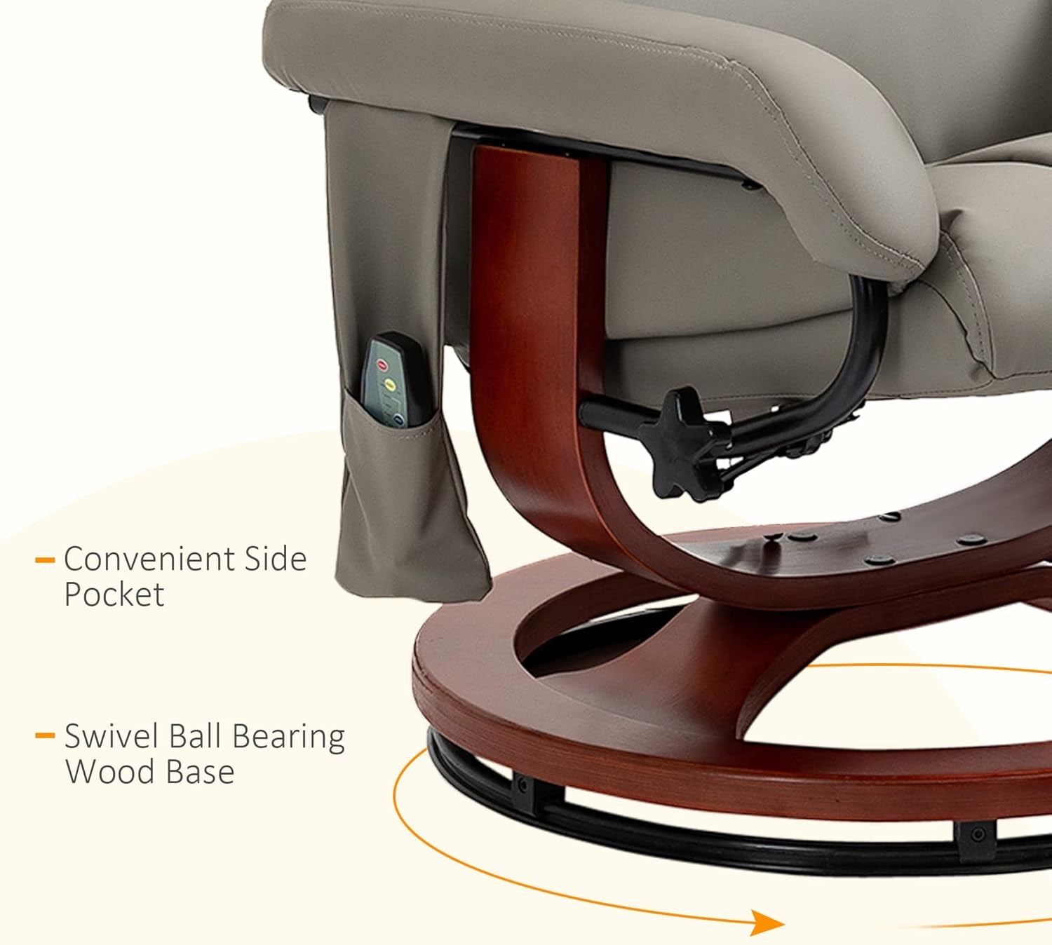 Gray Massage Recliner Chair With Ottoman And Remote Control