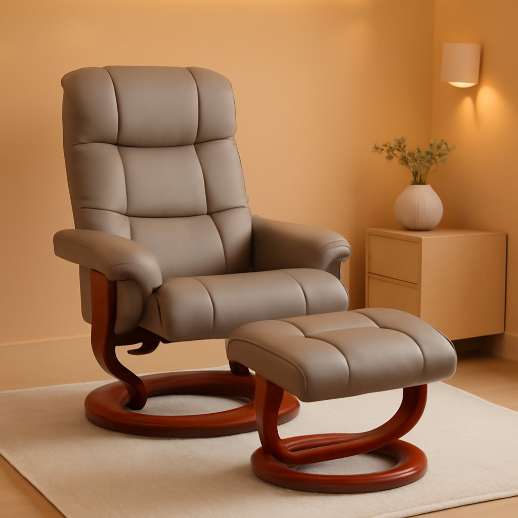 Gray Massage Recliner Chair With Ottoman And Remote Control