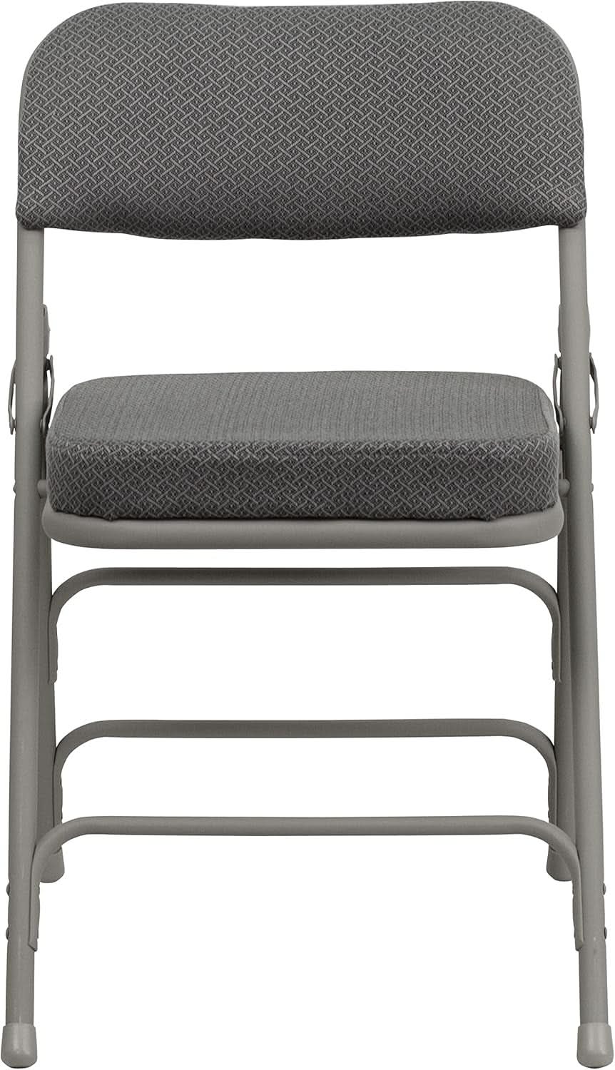 Gray Metal Folding Event Chairs With Cushioned Seats Set Of 2