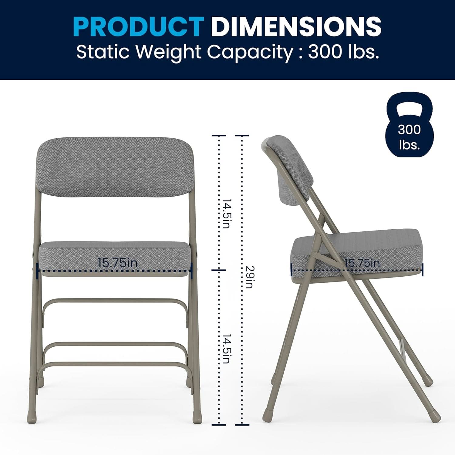 Gray Metal Folding Event Chairs With Cushioned Seats Set Of 2