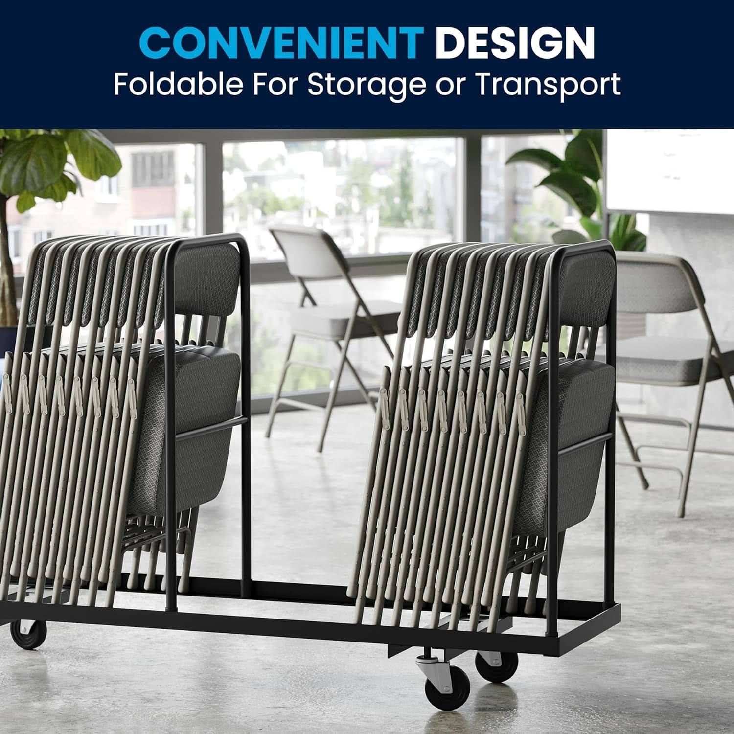 Gray Metal Folding Event Chairs With Cushioned Seats Set Of 2