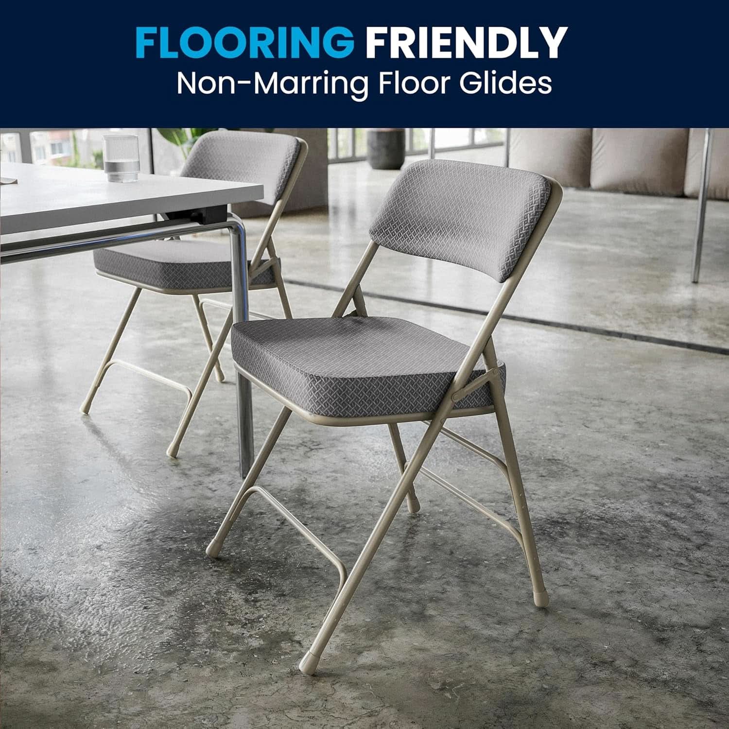 Gray Metal Folding Event Chairs With Cushioned Seats Set Of 2