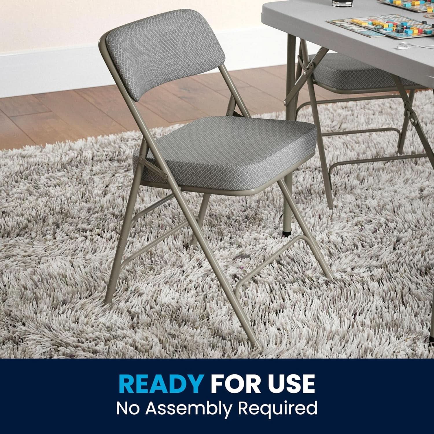 Gray Metal Folding Event Chairs With Cushioned Seats Set Of 2