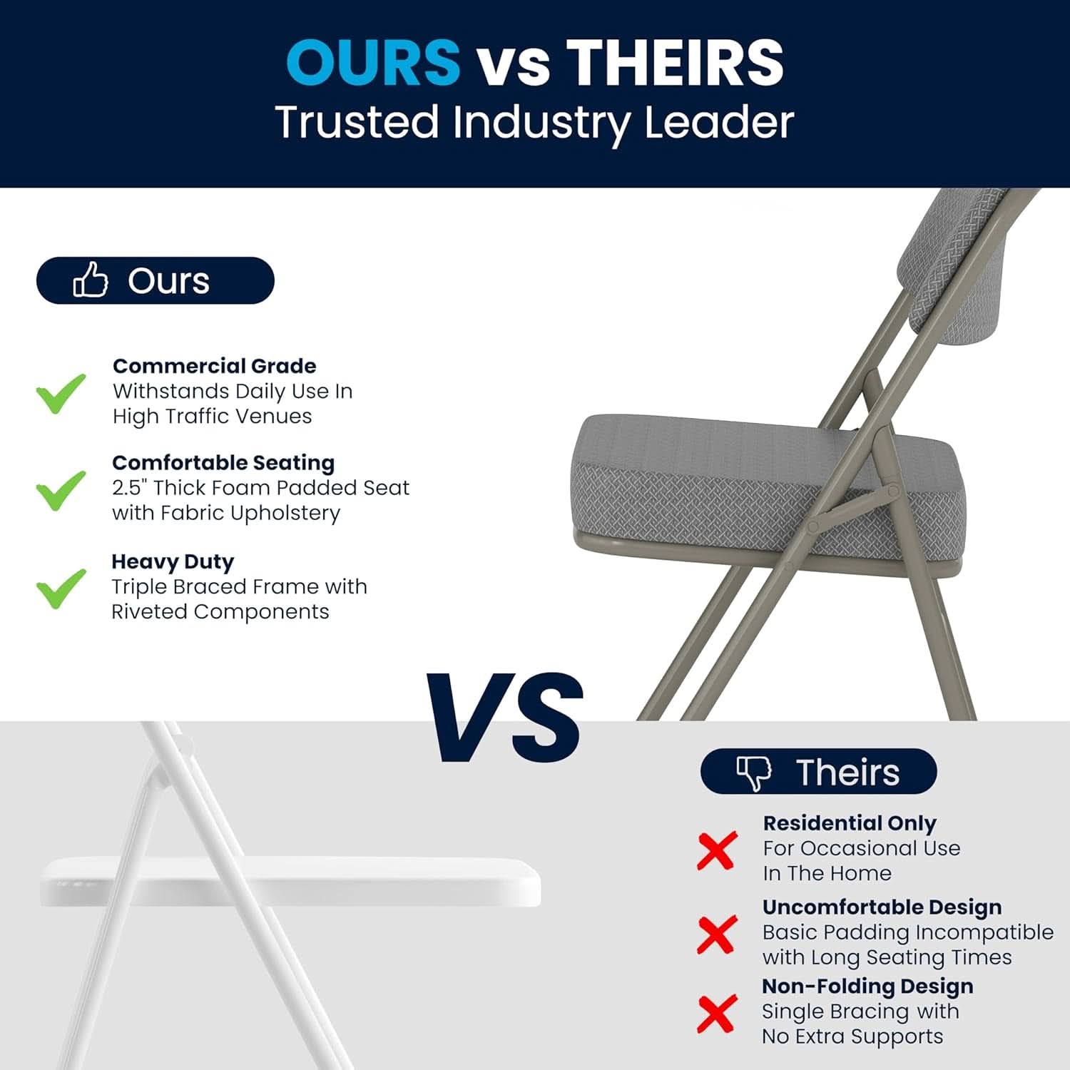 Gray Metal Folding Event Chairs With Cushioned Seats Set Of 2