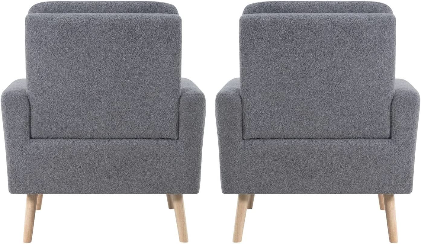 Gray Mid Century Modern Plush Upholstered Armchair