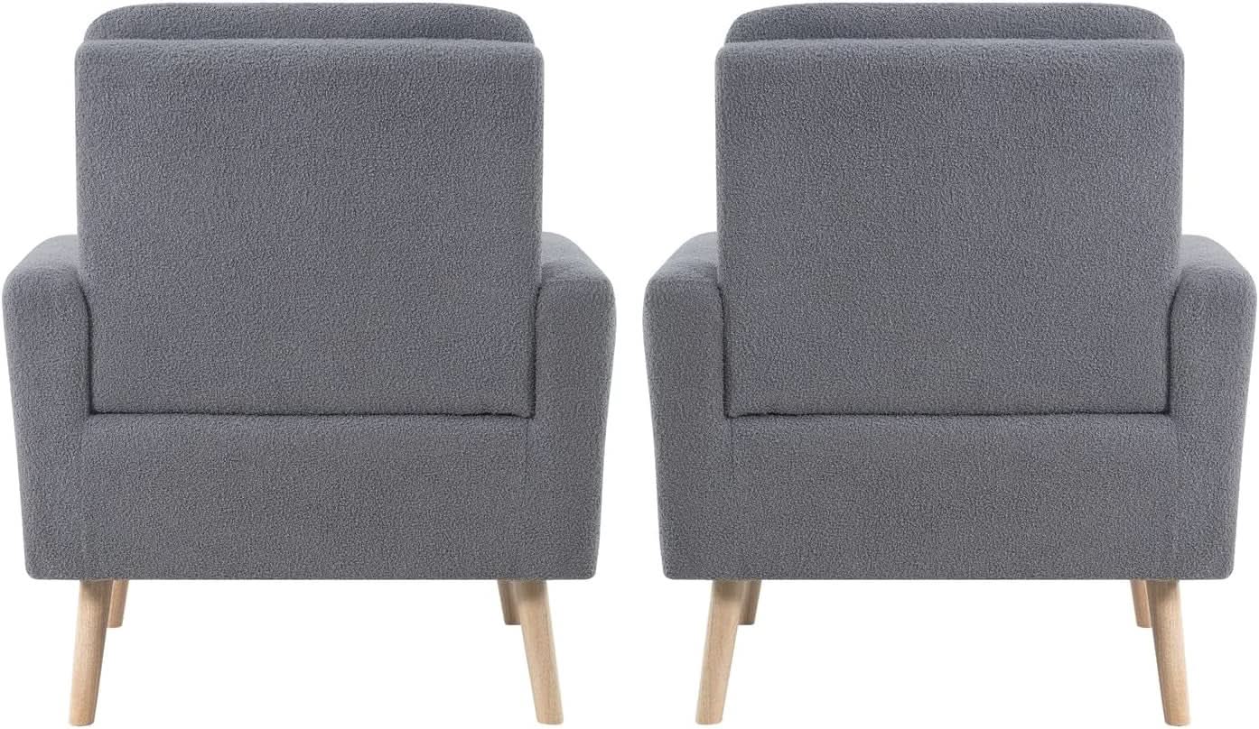 Gray Mid Century Modern Plush Upholstered Armchair