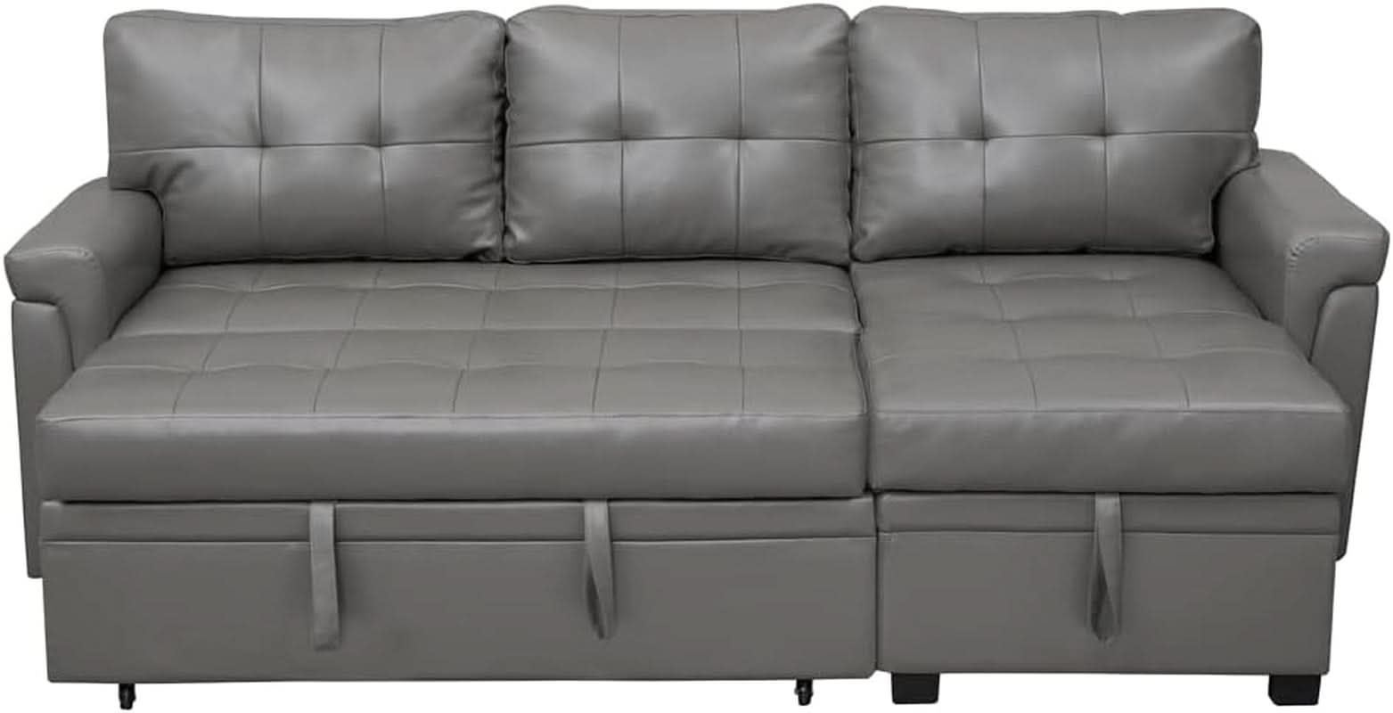 Gray Modern Sectional Sleeper Sofa With Storage Chaise