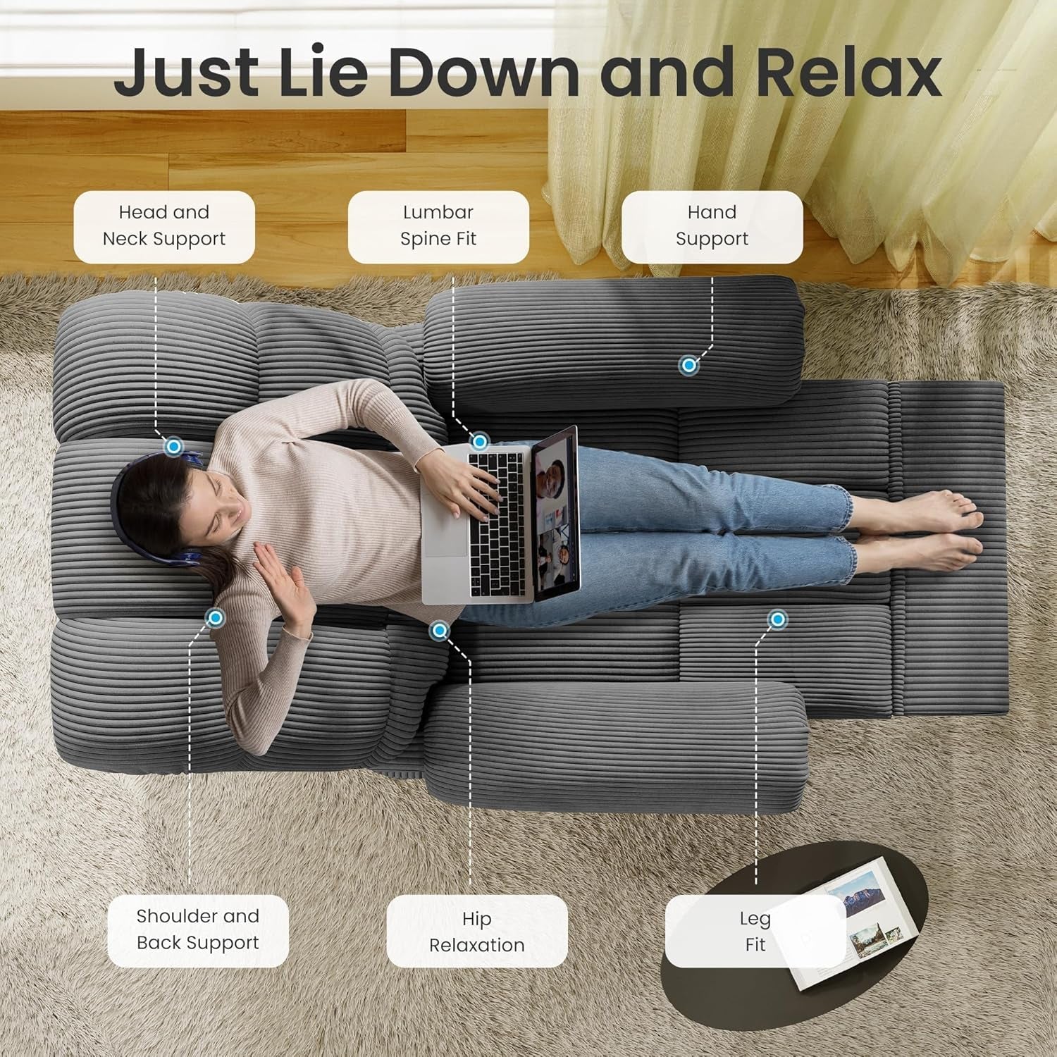Gray Power Recliner Chair With USB Port For Living Room