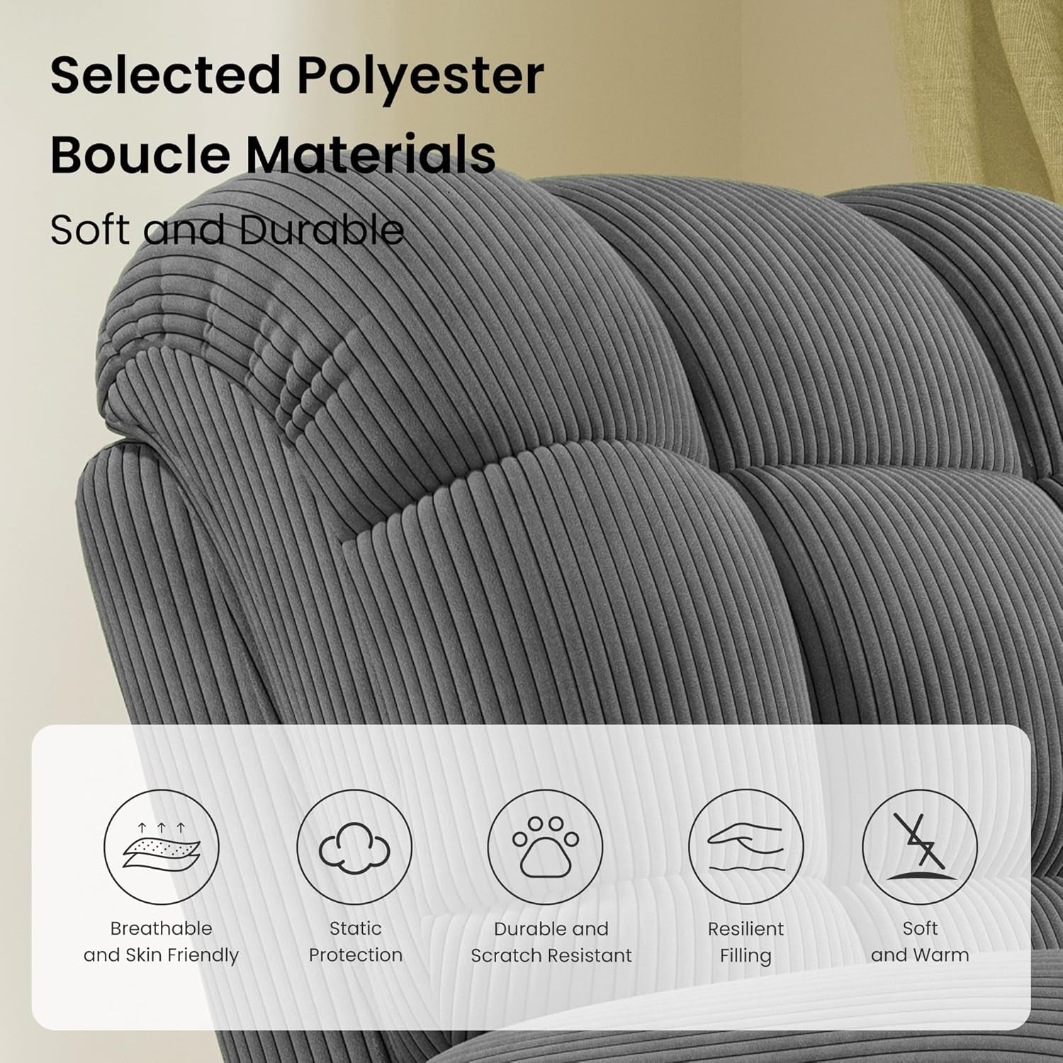 Gray Power Recliner Chair With USB Port For Living Room