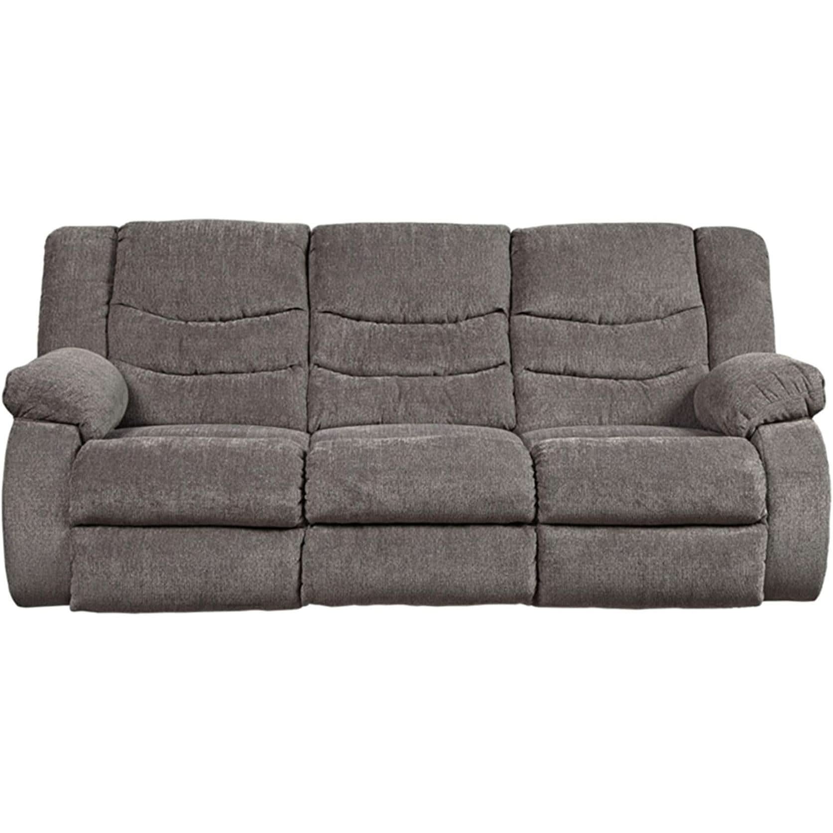 Gray Reclining Sofa With Waterfall Back For Living Room