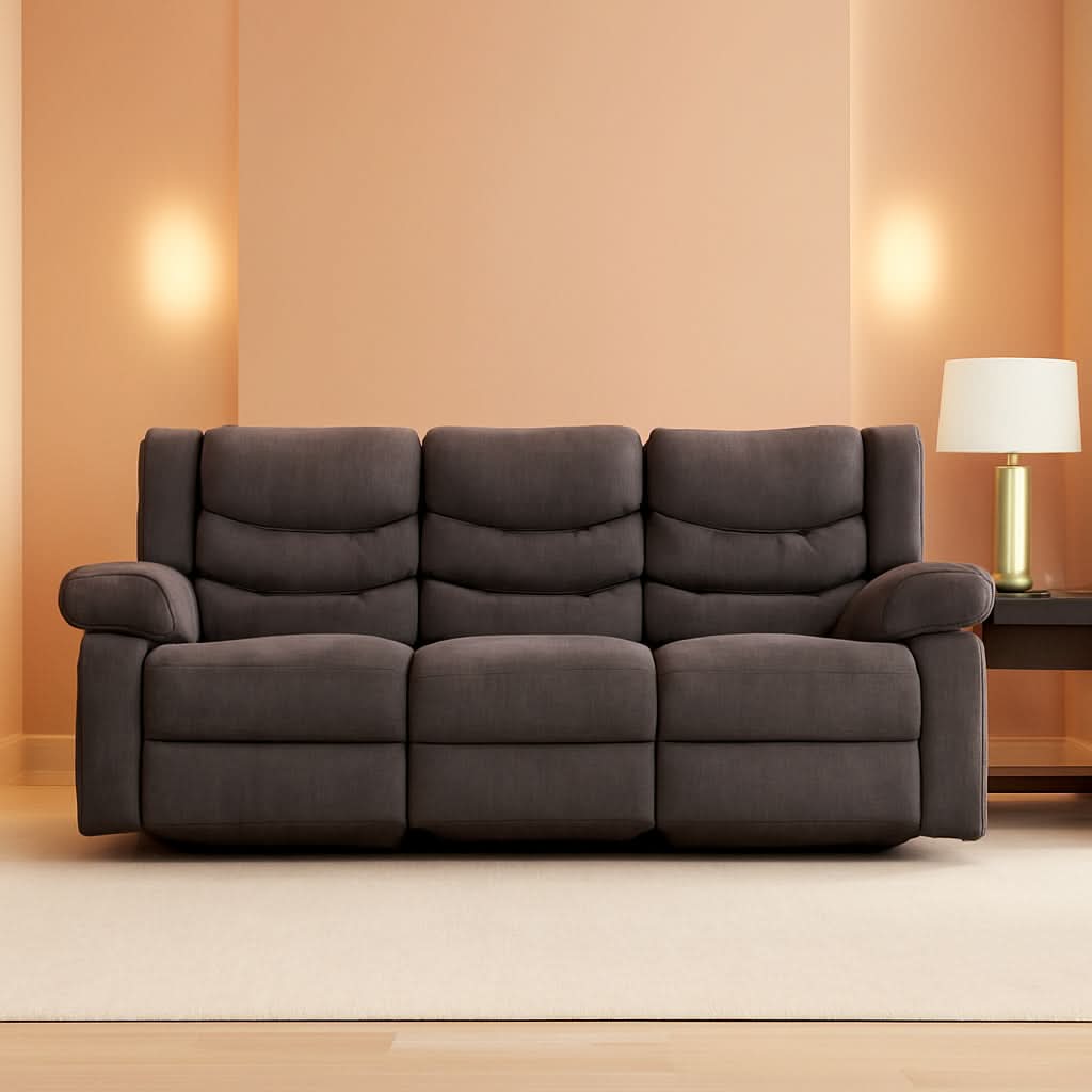 Gray Reclining Sofa With Waterfall Back For Living Room