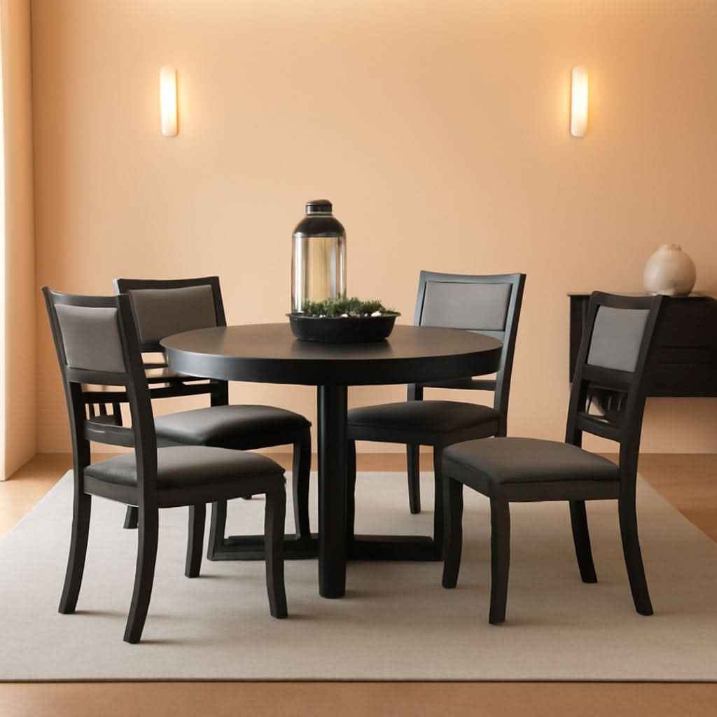 Gray Round Dining Table And Chairs 5 Piece Dining Room Set