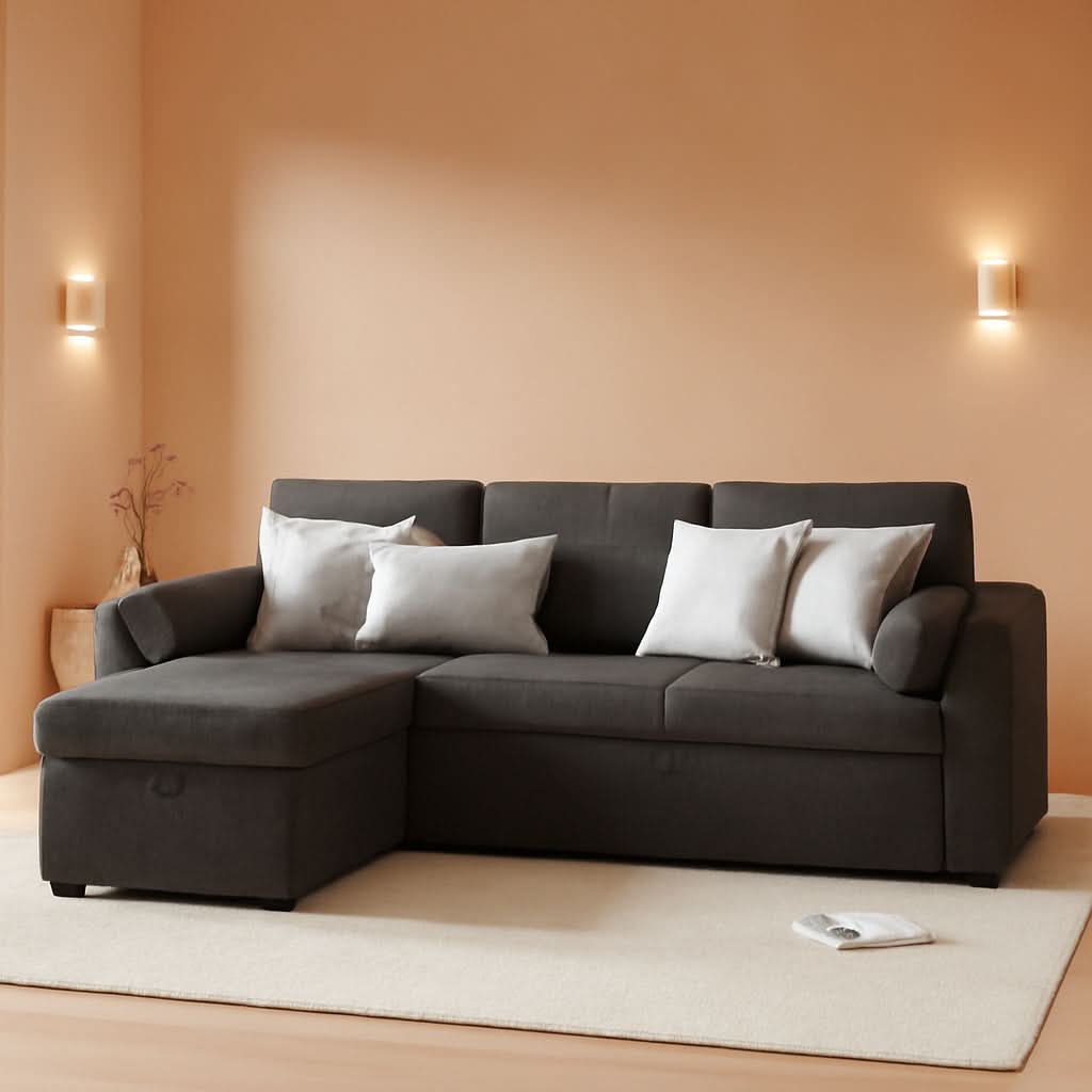 Gray Sectional Sleeper Sofa With Storage Chaise Bed