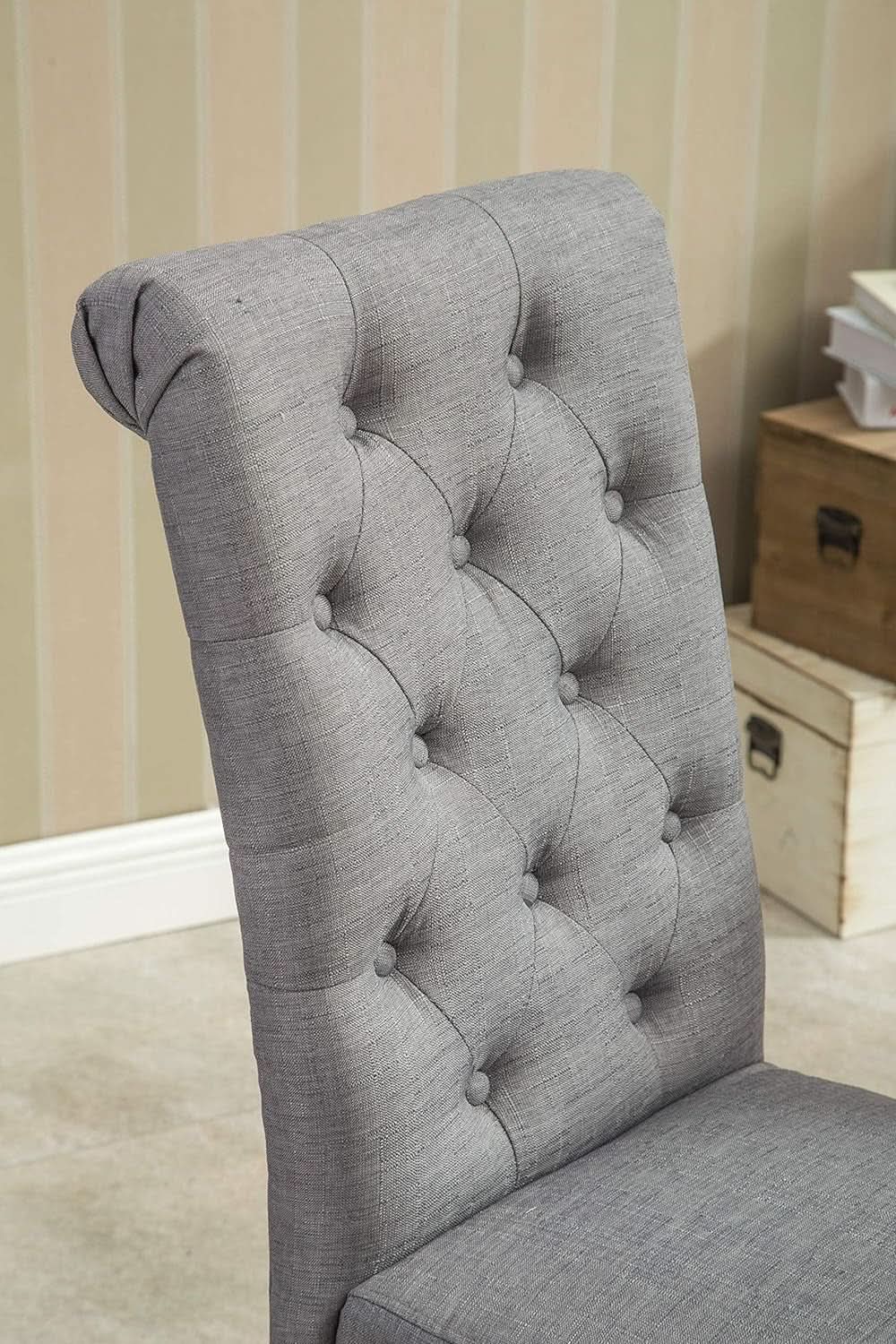 Gray Solid Wood Tufted Parsons Dining Chair Set Of 2