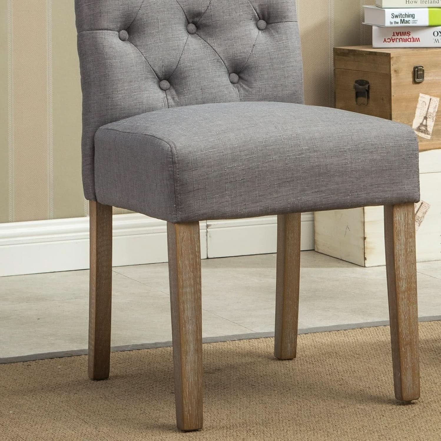 Gray Solid Wood Tufted Parsons Dining Chair Set Of 2