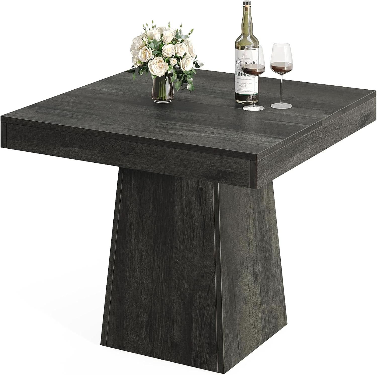 Gray Square Dining Table 31.5 Inch Waterproof Top Seats 4
