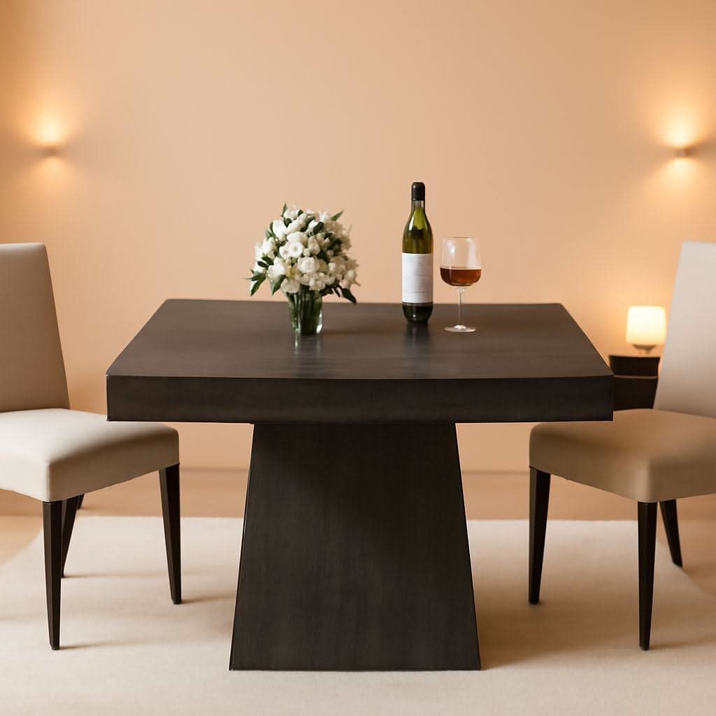 Gray Square Dining Table 31.5 Inch Waterproof Top Seats 4