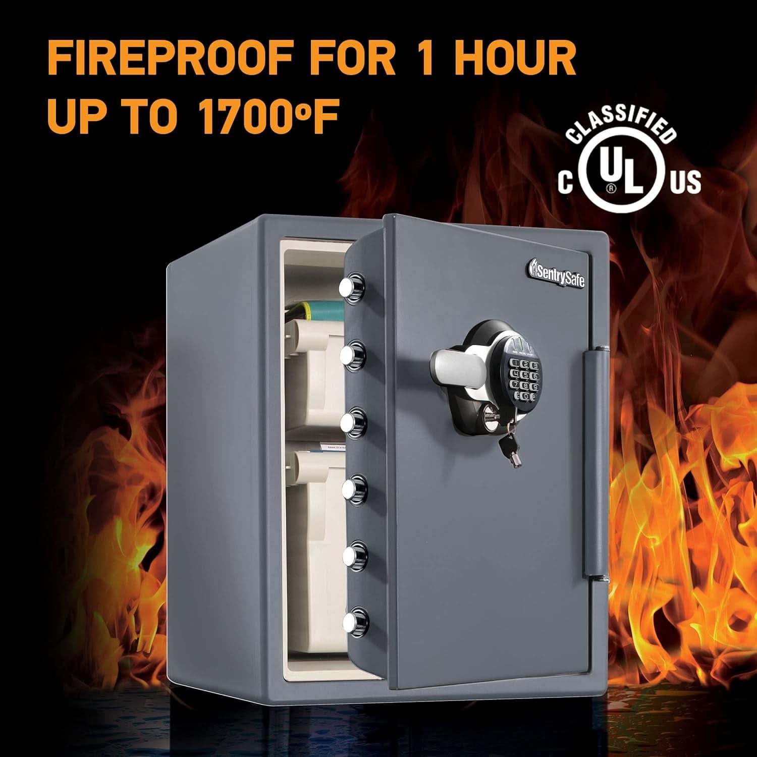 Gray Steel Safe With Digital Keypad Lock For Home Use