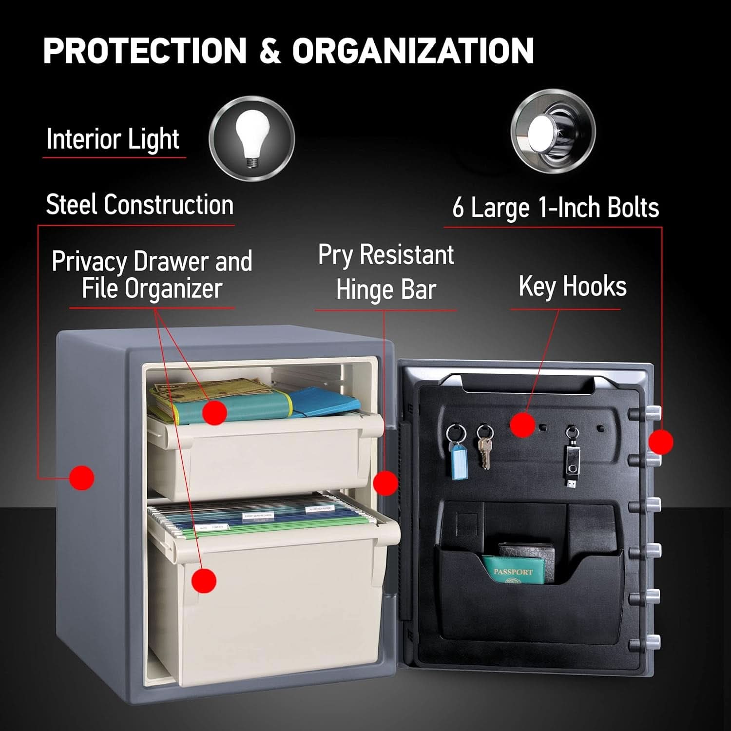 Gray Steel Safe With Digital Keypad Lock For Home Use