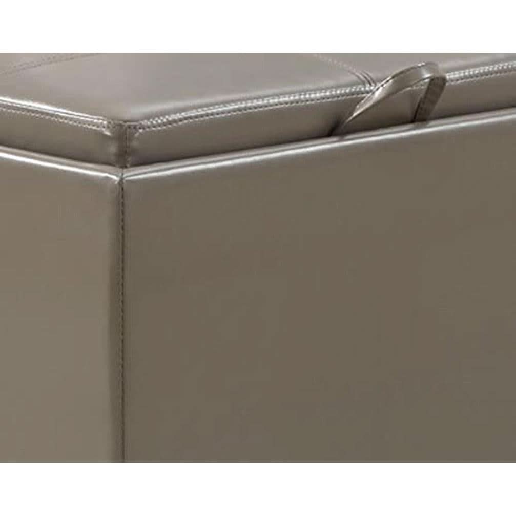 Gray Storage Ottoman With Reversible Tray Top Modern Design