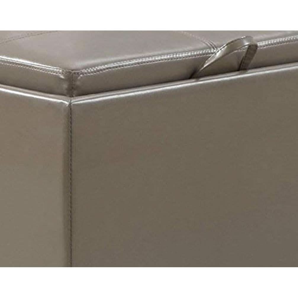 Gray Storage Ottoman With Reversible Tray Top Modern Design