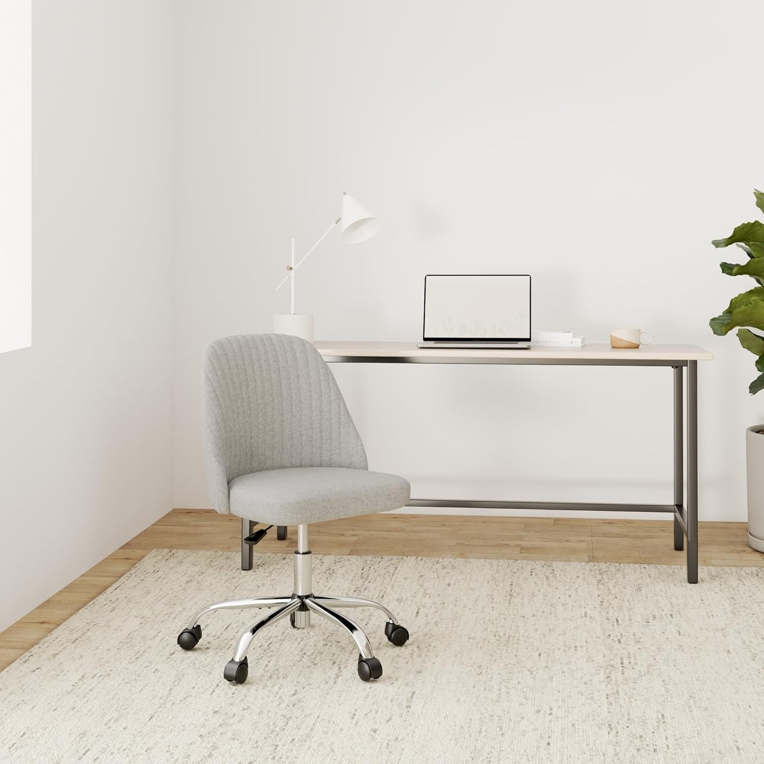 Gray Swivel Office Desk Chair With Wheels For Home Office