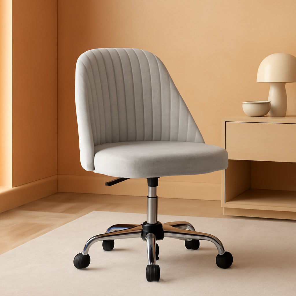 Gray Swivel Office Desk Chair With Wheels For Home Office
