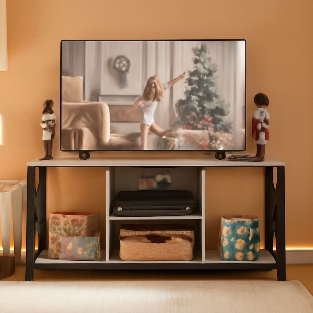 Gray TV Stand for 65 Inch TVs with Storage Console