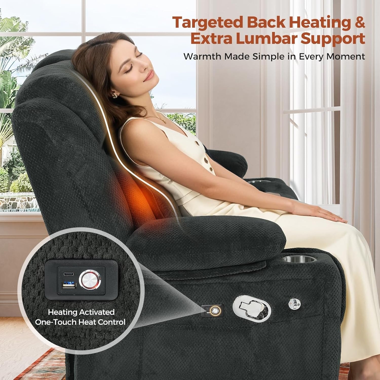Gray Three Seater Manual Recliner Sofa With Flip Backrest