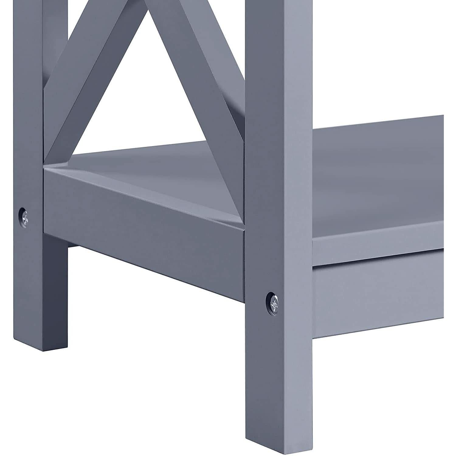 Gray Three Tier Console Table With Storage Shelves