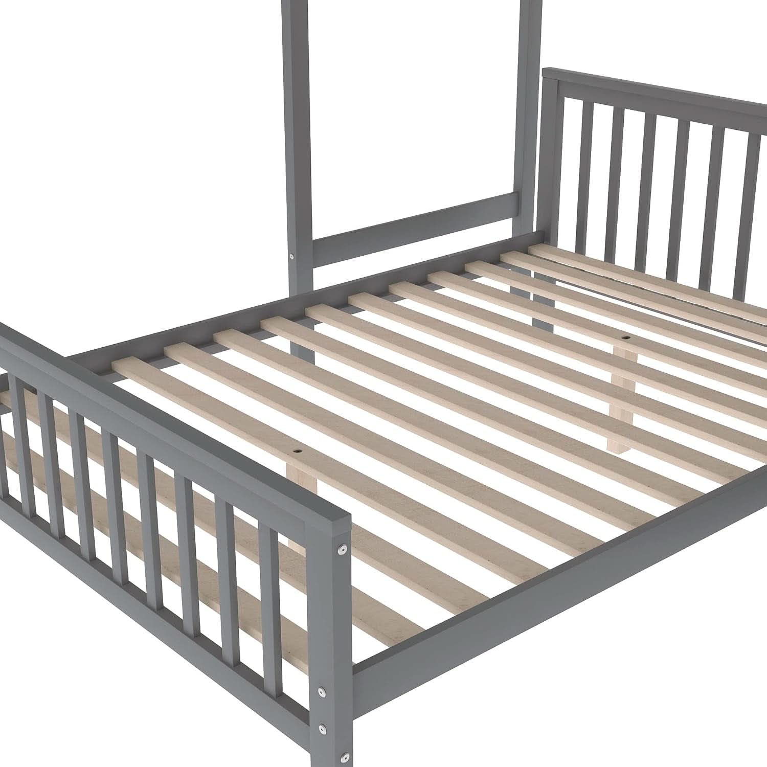 Gray Twin Over Full Bunk Bed With Storage Stairs Solid Wood
