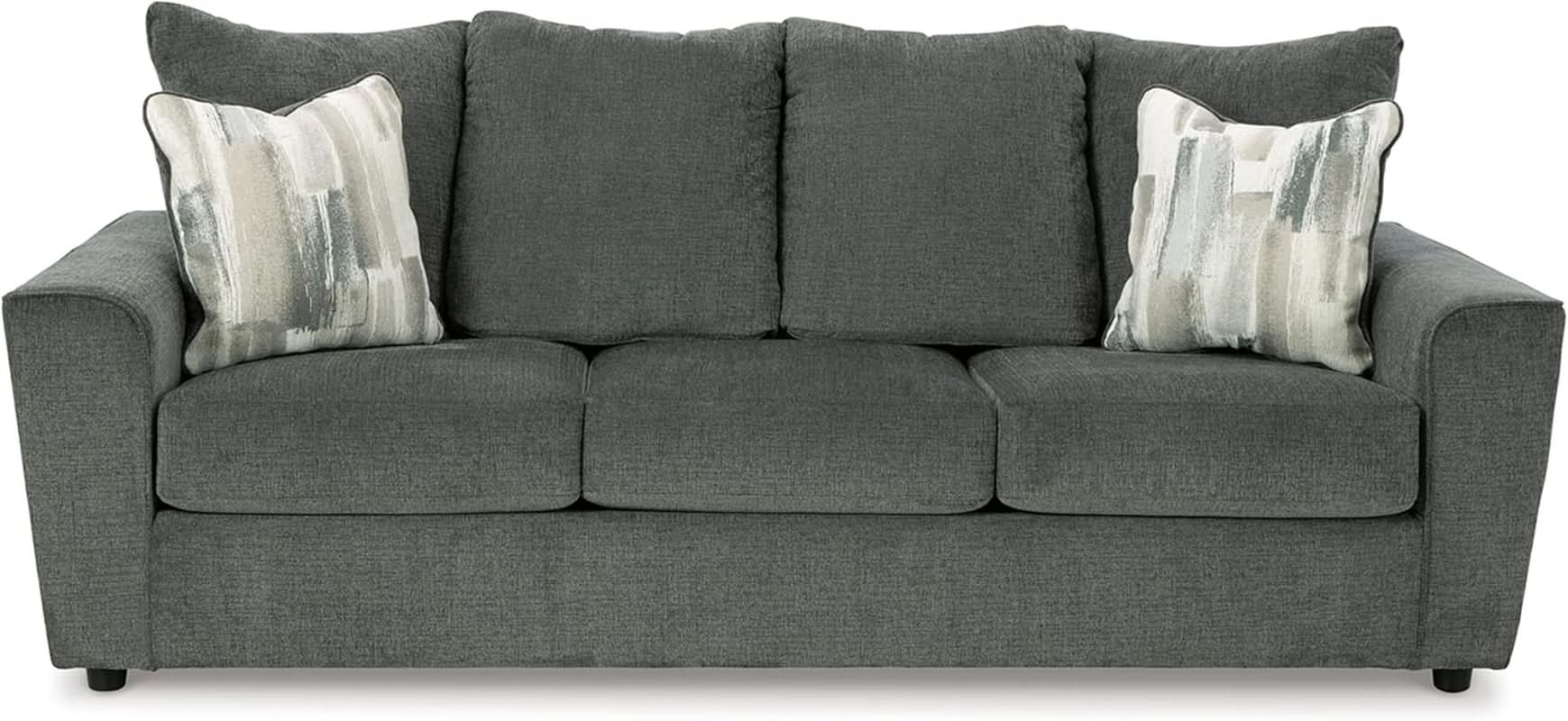 Gray Upholstered Casual Sofa With Flared Arms Modern