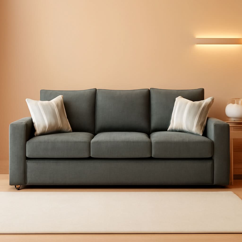 Gray Upholstered Casual Sofa With Flared Arms Modern
