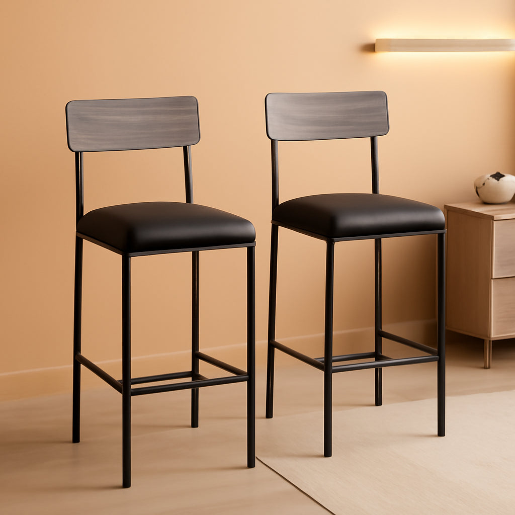 Gray Upholstered Counter Height Bar Stools Set Of 2