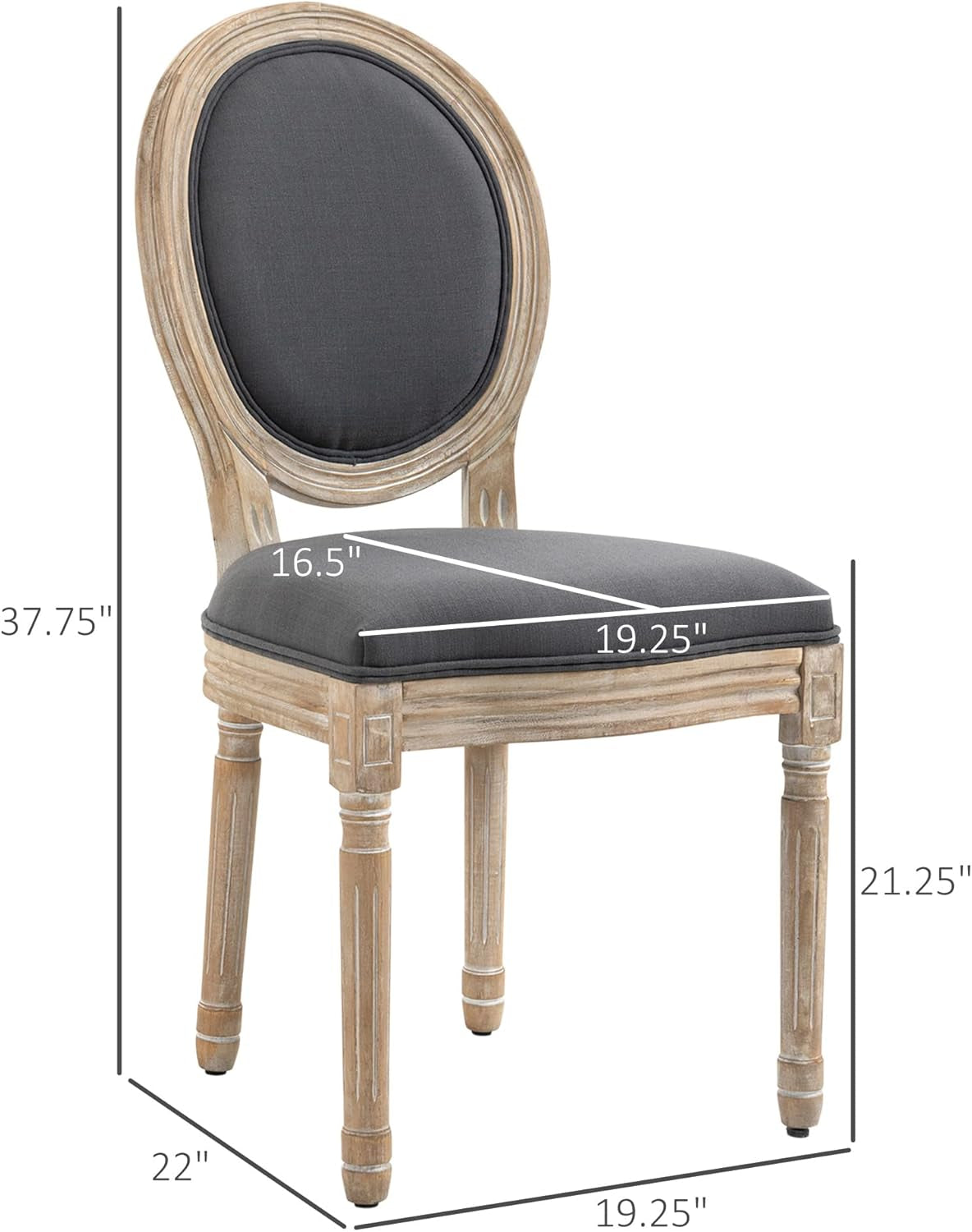 Gray Upholstered Dining Chair Set Of 2 French Style Armless Cushioned