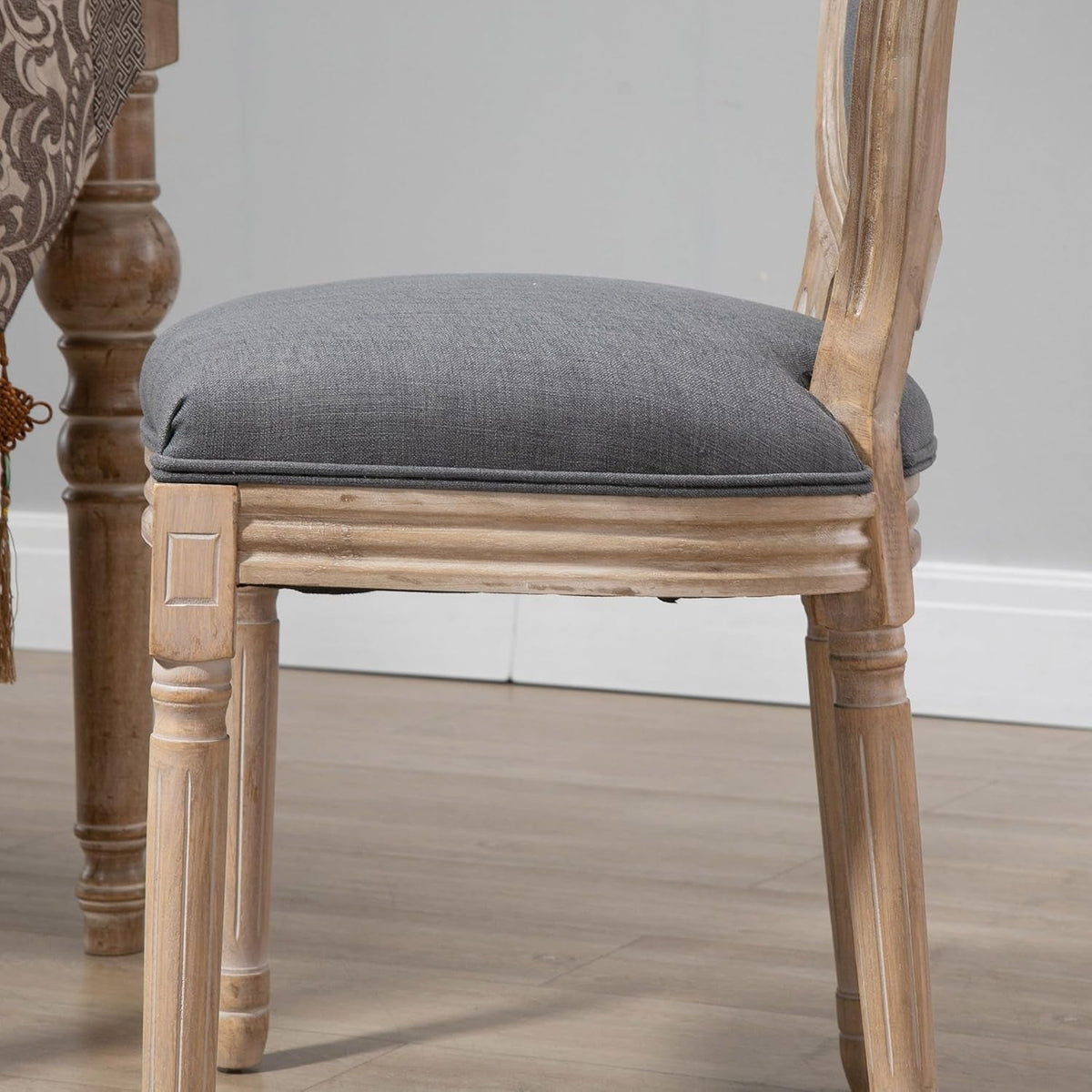 Gray Upholstered Dining Chair Set Of 2 French Style Armless Cushioned